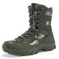 High-top tactical camouflage military boots featuring breathable outdoor combat design - 40 / Camo Green