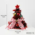Festive Christmas tree shaped party hat with ribbons ornaments dimensions 38x34cm - Red Christmas Tree Hat with Bow