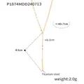 Minimalist gold plated titanium steel Y-shaped lariat necklace with sleek bar pendant - Y-Shape Vertical Bar Pendant Necklace (P1874) / Gold Necklace