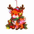 Dekoratives Weihnachtsrentier LED Türhänger Schild mit warmen Lichtern und festlichem Schal - Rentier-Stil