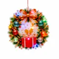 LED Weihnachts-Türkranz Dekoration mit festlichen Ornamenten und 1m Lichtkette 28,5 cm - Kranz-Stil
