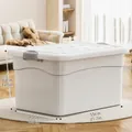 Scatola portaoggetti extra large in plastica bianco crema con coperchio 55x40x33cm - Contenitore Ispessito Potenziato (Bianco Crema Con Coperchio e Ruote) / Extra Grande (55x40x33cm)