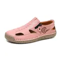 Atmungsaktive rosa Outdoor-Sportsandalen mit handgenähten Details und Gummisohle - 38 / Rosa