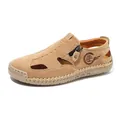 Atmungsaktive handgenähte Outdoor-Sandalen aus Wildleder in Braun für Damen und Herren - 38 / Aprikose