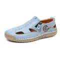 Hellblaue atmungsaktive Ledersandalen für Strand und Outdoor mit Reißverschluss - 38 / Himmelblau