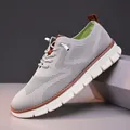 Lightweight light grey breathable knitted men's casual sneakers for summer comfort - 40 / Gray