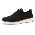 Schwarzer atmungsaktiver Fly-Knit Herrenschuh mit weißer rutschfester Sohle für Sommer - 40 / 5801 Schwarz