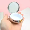 Portable mini metal pill box case with interior mirror for jewelry or medication storage - 60mm Round Push-Button Pill Box No Compartment / Silver
