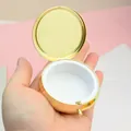 Portable mini round metal pill box in elegant golden finish for jewelry - 60mm Round Push-Button Pill Box No Compartment / Gold