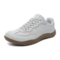 Classic light grey German Army Trainer sneakers with a durable brown gum sole for men - Gray
