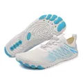 White quick-dry water shoes with blue grip sole for beach swimming and diving activities - 38 / White (A608)