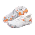 Quick-dry white breathable water shoes with anti-slip orange camouflage rubber sole for beach - 38 / Camo Sole White Style / White (T007)