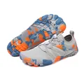 Lightweight grey outdoor water shoes with vibrant orange and blue camouflage non-slip sole - 38 / Camo Sole Gray Style / Gray (T007)