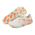 Quick-dry outdoor water shoes with beige mesh and orange mint swirl patterned sole. - 38 / Camo Sole Beige Style / Beige (T007)