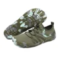 Olive green quick-dry water shoes for beach hiking and swimming with barefoot sole - 38 / Camo Sole Army Green Style / Army Green (T007)