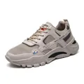 Breathable beige men's sports sneaker featuring mesh panels and thick cushioned sole - 38 / Beige