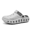 Lightweight grey men's garden clogs with shock-absorbing thick sole for beach wear - 44-45 / Gray