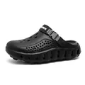Black mens lightweight breathable garden clog shoes for beach and outdoor wear - 44-45 / Black and Gray