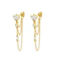Elegante goldene Quastenohrringe mit klaren Zirkonia-Kristallen im floralen Design-Stil - Goldene Vintage Quastenblumen-Stil(ZF0002)
