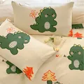 Cute green dinosaur cartoon pillowcase in cream white ins style bedding - Baby Dinosaur / 1 Piece (42x70cm)
