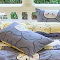 Minimalist grey and yellow pillowcase featuring a cute cartoon bear print for bedding - Douding Bear / 1 Piece (42x70cm)