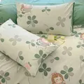 Pair of cute cartoon girl and green clover pattern pillowcases for single bed use - Garden Girl