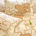 Ins style minimalist pillowcase pair with cute cartoon bear and rabbit pattern - Honey Bear