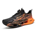 Men's breathable mesh running shoes featuring shock-absorbing popcorn soles in black and orange - 38 / Black Wukong