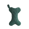 Chaussette de Noël en tricot torsadé en forme d'os vert foncé pour décorations - Forme d'os (ML-O1207A) / Vert