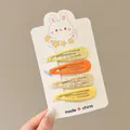 Set of 4 colorful cute snap hair clips for girls with plaid and strawberry patterns - Yellow (2#) / Set Approx 5cm