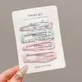 Set of 4 cute colorful BB hair clips for girls with cherry and ribbon patterns decoration - Pink (4#) / Four-Piece Set