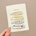 Set of 4 colorful patterned BB hair clips for kids with cute polka dots and stripes - Yellow Mix and Match Cute Series / 4 Pieces/Pack-6cm / Yellow