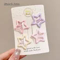 Set of four cute star-shaped pastel hair clips for girls and kids, size 3.2cm in length - Hollow Star Style / 4 Pieces/Pack-3.2cm / Macaron Mixed Colors