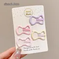 Cute pastel bow-shaped hair clips for girls, set of 4 colorful BB clips - Bow Style (3#) / 4 Pieces/Pack (3.2cm) / Pink, Purple and Yellow Mix