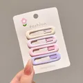 Set of four pastel colored oval-shaped BB hair clips for girls on a white display card - Oval Style (7#) / Set of 4 / Pink & Purple Series