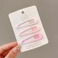 Set of three cute pink matte snap hair clips for girls displayed on a white card - Waterdrop Style (2#) / 3 Pieces (6cm) / Pink Gradient