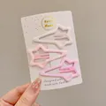 Set of three cute matte star hair clips in shades of pink and cream for children - Meteor Style (3#) / Set of 3 (6cm)
