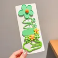 Set of cute green floral and carrot shaped hair clips for girls, perfect for styling bangs - Green Flower Cloud Combination (4#) / 6-Piece Set
