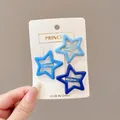 Three-piece set of matte blue star-shaped hair clips for girls bangs styling accessory - Blue Star Style (3#) / Set of 3 (6cm)