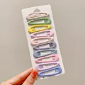 Set of 10 multi-color matte snap BB hair clips for girls, presented on a white card - Teardrop Style (1#) / 10-Piece Set