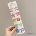 Set of 10 colorful star-shaped hair BB clips for kids, 3cm size - Dark Blue Polka Dot Star Clip (2#) / 10-Piece Set (3cm) / Dark Blue Polka Dot