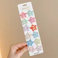 Set of 12 cute colorful star-shaped glitter BB hair clips on a white display card - Glitter Star Clip (6#) / 12-Piece Set (3.2cm) / Light Orange Shimmer