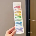 Set of 10 colorful rainbow hair clips for girls, 6cm snap BB clips on display card. - Waterdrop Style 10-Piece Set (5#) / 10Pcs Set (6cm) / Candy Colors