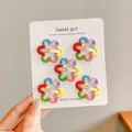 Set of five colorful flower-shaped enamel BB hair clips for girls' daily hairstyle decor - Rainbow Flower (2#) / 5Pcs Set (3cm)