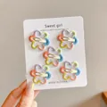 Set of 5 colorful velvet flower BB hair clips for girls and toddlers in sweet style - Colorful Flower (4#) / 5Pcs Set (3cm)