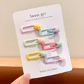 Set of six colorful pastel star-decorated BB hair clips for girls on a white card - Star Square Style / 6-Piece Set (5cm) / Macaron Color