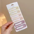 Set of 6 colorful matte rectangle hair clips for kids in pastel gradient tones - Yellow+Light Purple+Pink (51#) / 6 Pieces/Pack (7cm)