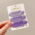 Cute set of three matte purple hair clips for girls on a white display card backing - Purple Series (4#) / 3pcs Set (7cm)
