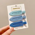 Three-piece set of blue gradient matte finish hair clips for girls' cute hair styling - Blue Series (7#) / 3pcs Set (7cm)