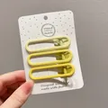 Set of three matte yellow gradient oval BB hair clips for girls on a display card - Set of 3 (6cm) / 4# Yellow Gradient